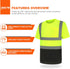 High Visibility Shirts Quick Dry Safety T Shirts with 4 Reflective Strips and Pocket Short Sleeve Mesh Hi Vis Construction Work Class 2 Shirt for ...