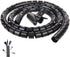 Black Spiral Winding Cable Management Pipe Wire Wrap Line Coiled Tube, Flexible Cord Covered Protective Bundler Sleeve Hose for Office, Computer, ...