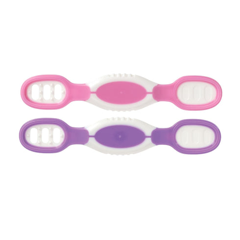 Nuby Dip & Scoop Spoons - (2-Pack) Baby Led Weaning Spoons for Babies - 6+ Months - Purple and Pink...