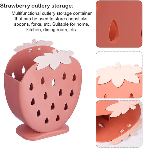AKOAK 1 Pack Strawberry Chopsticks Stand, Cutlery Storage Box, Suitable for Storing Spoons, Chopsticks, Spoons, Knives and Other Kitchen Utensils ...