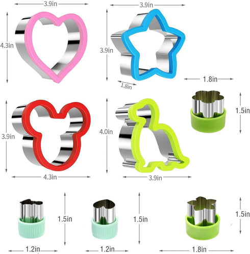 Sandwich Cutter Set, Including 4 Sandwich Cutters Shaped Like Dinosaur, Star and Heart and 8 Vegetable Cutters, Suitable For Children...