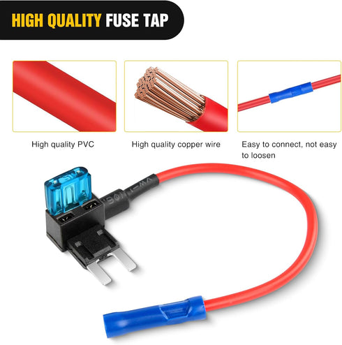 Nilight Fuse Holder Add-a-circuit Fuse TAP Adapter Mini ATM APM Blade Fuse Holder-10 Pack , 2 years Warranty...