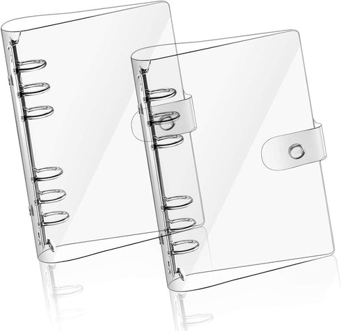 2 PCS A6 Clear Soft PVC Notebook Cover, Refillable Paper PVC Binder, Loose Leaf Personal Planner Binder (2 Transparent)...