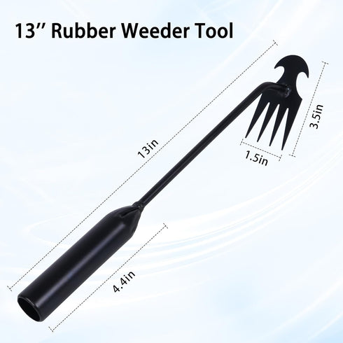 Weed Puller Tool, Uprooting Weeding Tools Gardening with 4 Teeth, Black Steel Manual Weeder Multifunctional Hand Weed Remover Tool for Yard, Farm,...