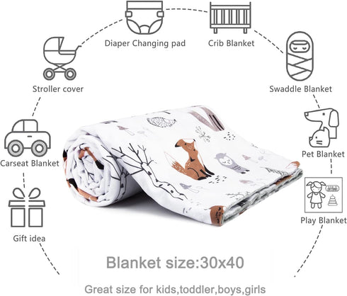 HOMRITAR Baby Blanket for Boys Girls Soft Plush Minky Blanket with Double Layer Dotted Backing for Toddler with Forest Foxes Multicolor Printed 30...