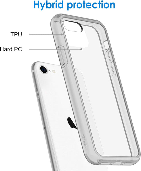 JETech Case for iPhone SE 3/2 (2022/2020 Edition), iPhone 8 and iPhone 7, 4.7-Inch, Non-Yellowing Shockproof Phone Bumper Cover, Anti-Scratch Clea...