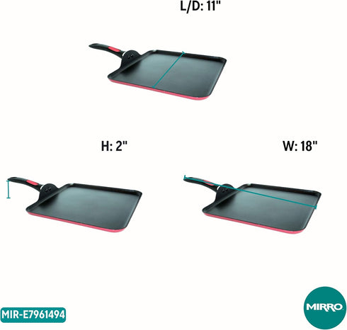 Mirro A79613 Get A Grip Aluminum Nonstick Griddle Cookware, 11-Inch, Red...