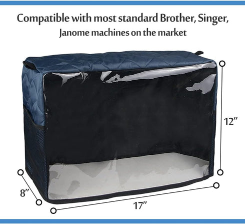 Sewing Machine Dust Cover Compatible with Most Standard Home Singer & Brother Machines, Visible PVC Window (Red)...