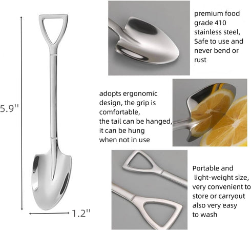 25 Pack Shovel Shape Demitasse Espresso Spoons, Stainless Steel Coffee Ice Cream Dessert Spoons for Home and Party...