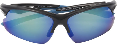 Ironman Ambition Blade Sport Sunglasses for Men, Crystal Grey/Turquoise Mirror, 71mm...