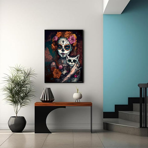 HMDIIMGE Diamond Painting Kits for Adults, Sugar Skull Girl Rose Diamond Art Kits Beginner Full Round Drill, Paint with Diamond for Relaxation and...