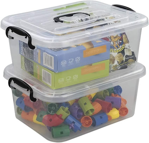 8 Liter Plastic Storage Box, 2-Pack Clear Storage Bins with Handles...
