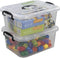 8 Liter Plastic Storage Box, 2-Pack Clear Storage Bins with Handles...
