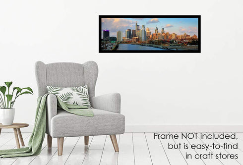 PHOTOSBYJON Philadelphia Skyline UNFRAMED Photo Print Dusk Sunset South Street Color Philly City Downtown 11.75 inches x 36 inches Photographic Pa...