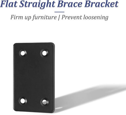 8Pcs Flat Straight Brace Brackets Stainless Steel, Black Fixing Mending Joining Plates Shelf Support Repair Plate for Furniture, Shelves, Cabinet ...