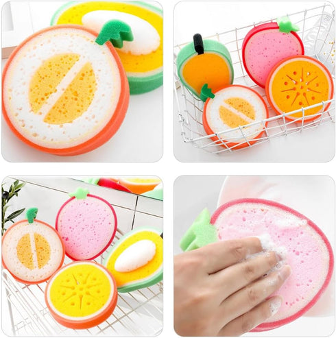 12pcs Cleaning Sponge Cute Fruit-Shape Kitchen Sponge Washing Sponge Dish Cleaning Sponge Scrubber(4.72X4.72X1.38in)...