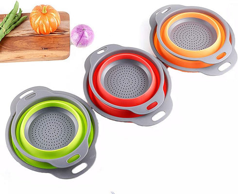 2pcs Silica Gel Folding Drainage Basket, Vegetable wash Basin, Foldable Fruit Dish ?Green?...