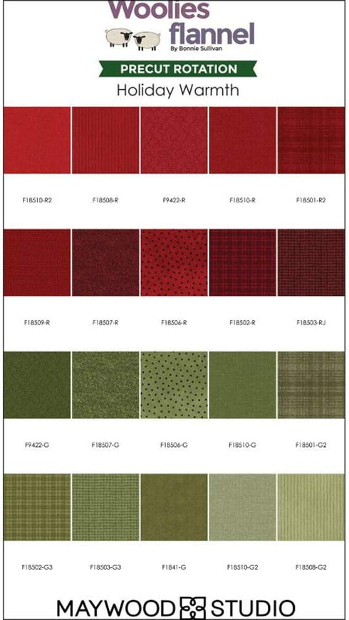 Bonnie Sullivan Woolies Flannel Holiday Warmth Charm Pack 42 5-inch Squares Maywood Studio...