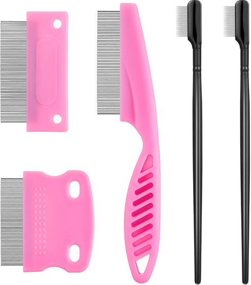5 Pieces Dog Eye Combs Tear Stain Remover Combs Pet Grooming Comb for Small Dogs Gently Removing Eye Mucus and Crust (Pink, Black)...