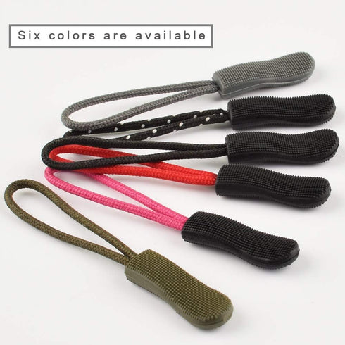 CTZD Durable Cord Zipper Pulls Pull Tab Zipper Replacement for Purses,Backpacks, Luggage, Clothing?Black Red,10 Pack...