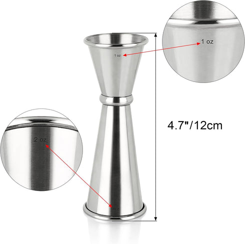 3PCS Double Jigger & Cocktail Jiggers Stainless Steel 1 OZ X 2 OZ Alcohol Measuring Tools...