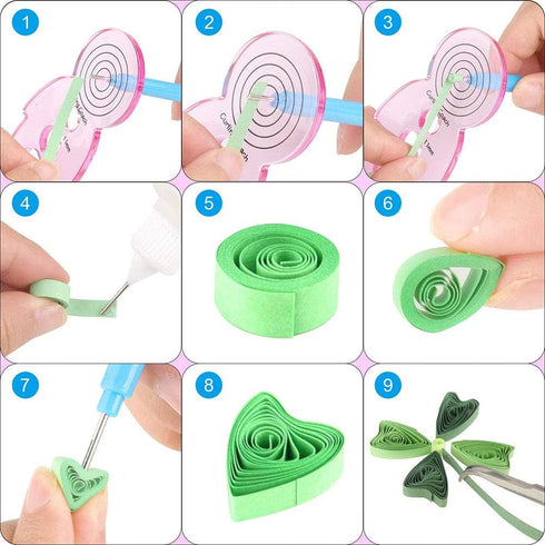 arricraft 1200 Strips Paper Quilling Strips Set, 3mm Quilling Art Strips, 6 Colors Paper Craft Supplies for Paper Art DIY Craft Projects-Green Gra...
