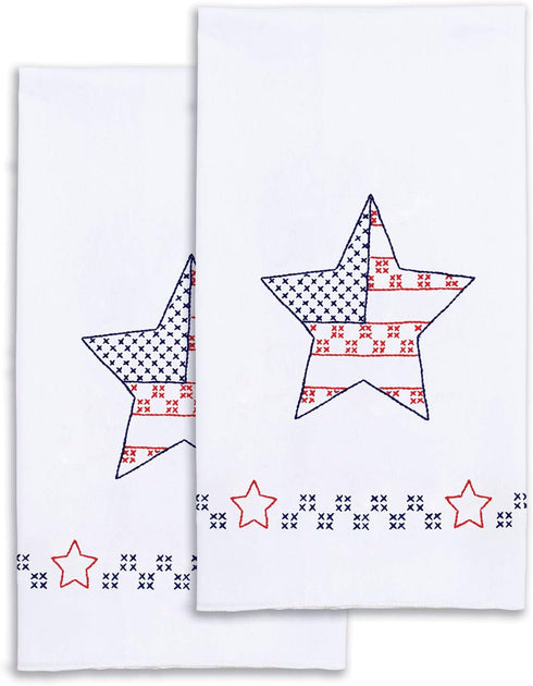 Jack Dempsey Needle Art Independence Day Embroidery Towels, white...