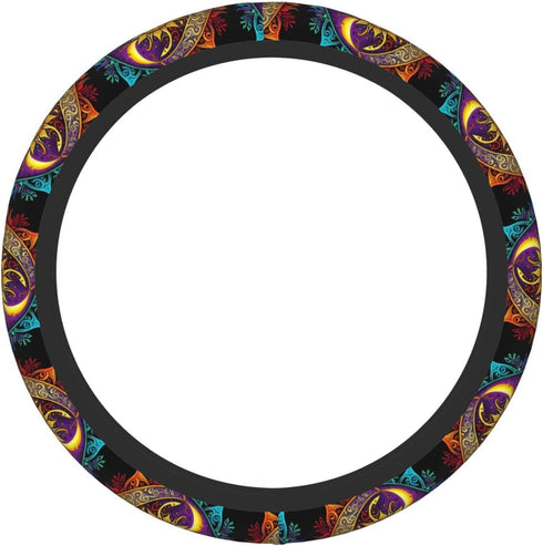 Sun with Moon Elastic Steering Wheel Cover for Women Men, Universal 15 Inch Anti Slip Auto Car Wrap Cover...