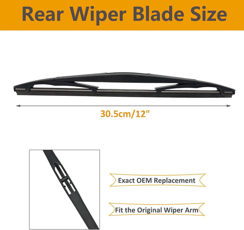 2 Pack Rear Wiper Blades for Cadillac Escalade 2007-2014, Ford Escape 2008-2012, Ford Flex 2009-2019, Chevrolet Suburban 1500/2500 2007-2014, Chev...