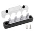 4 x #10 (M5) Studs Bus Bar, Ampper 4.2" Ground Distribution Block Brass Battery BusBar Junction with Cover for Auto Boat Amplifier and More (Black...