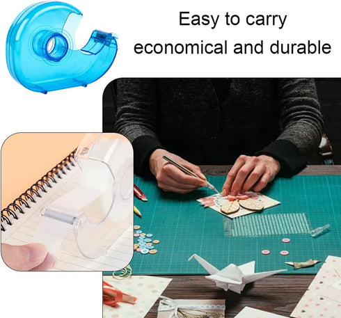 Small Tape Dispenser Desk Portable Adhesive Roll Holder Transparent on Refillable Hand Dispenser for Adhesive Tape Office Home(Random Color)...