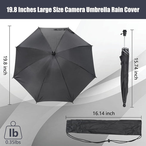 Large Rain Cover/Sunshade, 360 Adjustable Camera Umbrella for DSLR, Lightweight & Compact, Black...