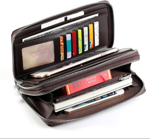 Mens Wallet Long Purse Leather Clutch Large Business Handbag Phone Card Holder Case Gift for Men Father Son Husband Boyfriend...