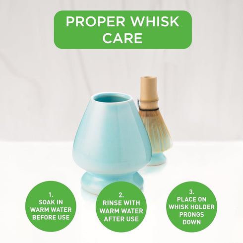 Aiya Traditional Japanese Matcha Whisk Holder - Pyramid Design for Bamboo Chasen Maintenance - Blue...