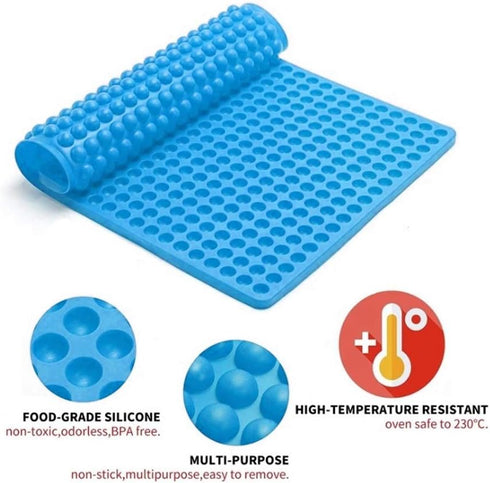 468-Cavity Dog Treat Mold,Mini Round Silicone Mold Dog Treats Pan for Cookies, Pet Treats Baking Mold Small Dot Cake Decoration(Blue)...