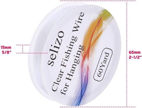 Fishing Wire, Selizo 3Pcs Clear Fishing Line Jewelry String Invisible Nylon Thread for Hanging Decorations, Beading and Crafts (3 Sizes, 60 Yards ...