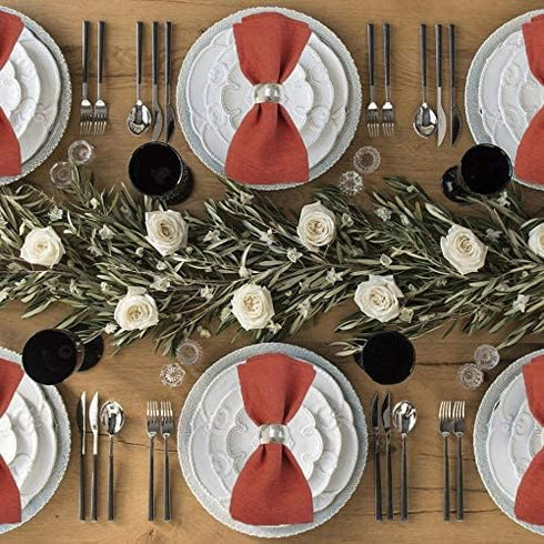 Silver Napkin Ring Set of 12, Metal Napkin Holders for Cloth Napkins Wedding Thanksgiving Party Christmas Dinner Table Decor (12 Pcs Silver Circle...