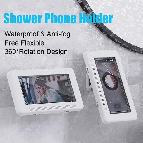 Upgraded 360° 3D Universal Waterproof Phone Case Bathroom Shower Phone Holder Wall Mounted with Touch Screen Shower Accessories Case Wall Mount in...