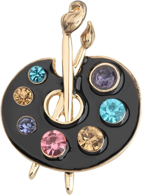Painter Palette Brooch Pin Artist Painter Gift Jewelry Art Teacher Gift Paint Brush Rhinestone Lapel Pin for Men Women...