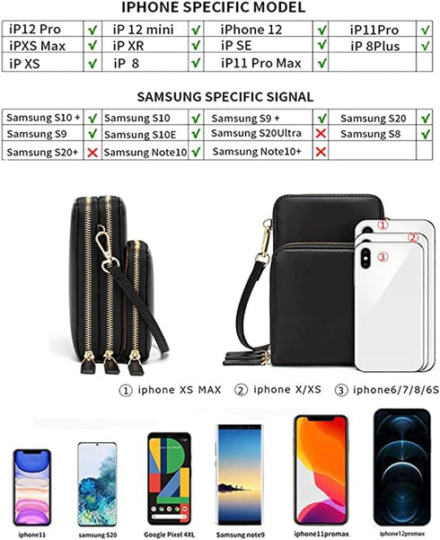 KAKKOII Small Crossbody Cell Phone Purse for Women, Leather Shoulder Handbag Multi-pocket Wallet Purse with Credit Card Slots...
