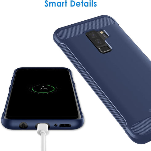 JETech Slim Fit Case for Samsung Galaxy S9+ Plus, Thin Phone Cover with Shock-Absorption and Carbon Fiber Design (Blue)...