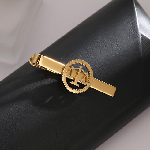 Circle Advocate Lawyer Emblem Stainless Steel Tie Clips Justice Scales Logo Men Jewelry...