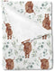Highland Cow Eucalyptus Leaf Baby Blanket Boys Gift, Western Farm Animal Yak Flannel Fleece Nursery Swaddle Receiving Blankets, Soft Lightweight N...