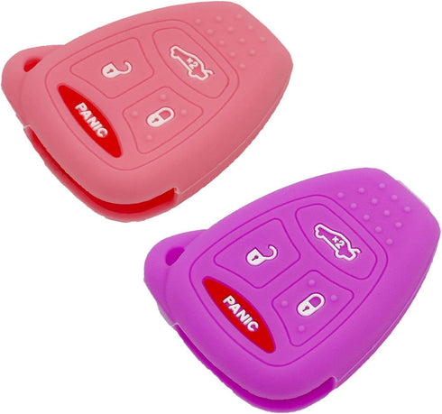 2pcs Rubber Keyless Entry Remote Key Fob Cover Case for Chrysler 200 300 PT Cruiser Dodge Charger Magnum Durango Jeep Grand Cherokee Commander Lib...