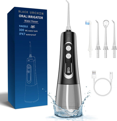 Water Dental Flosser Teeth Pick 9 Modes Cordless Electric Flosser for Teeth Cleaner Portable Rechargeable Oral Irrigator 300ML IPX7 Waterproof Flo...