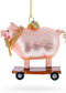 Playful Pig Riding a Skateboard Glass Christmas Ornament...