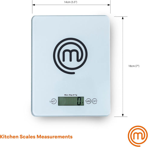 MasterChef Digital Food Scale Grams and Ounces for Kitchen, Portable Food Weight Scale with LCD Display for Baking & Cooking, Tempered Glass Scale...