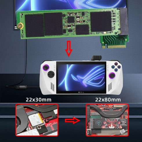 chenyang ROG Ally Gaming Internal M.2 NVME M-Key 2230 to 2280mm SSD Upgrade Extension Adapter...