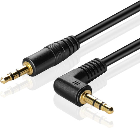 TNP Audio Cable 3.5mm Right Angle (15FT) Male to Male Gold Plated AUX Auxiliary Headset Jack Adapter TRS Cord for Bose Sony Headphones Cord Replac...