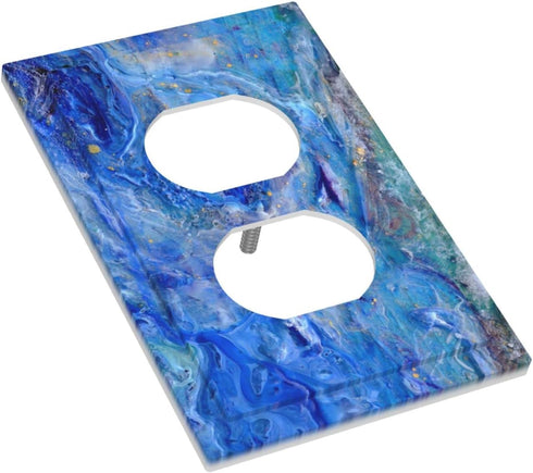 Teal Green Marble 1 Gang Outlet Covers Duplex Receptacle Wall Plate Decorative Electrical Faceplate Lightswitches for Bathroom Home Living Room Be...